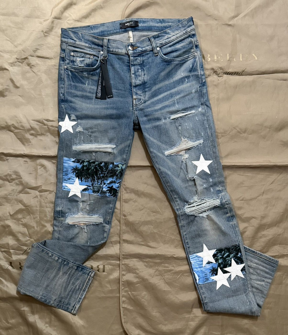 Amiri AMIRI Distressed-effect Star Patch Skinny Jeans size 34 Size US 34 / EU 50 - 1 Thumbnail