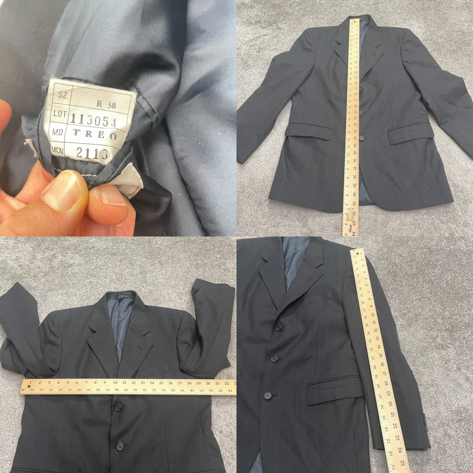 Oleg Cassini Oleg Cassini Wool Blazer Suit Jacket Mens 38R Navy Blue 3 Button Ventless Formal Blazer Jacket Size 38R - 8 Thumbnail