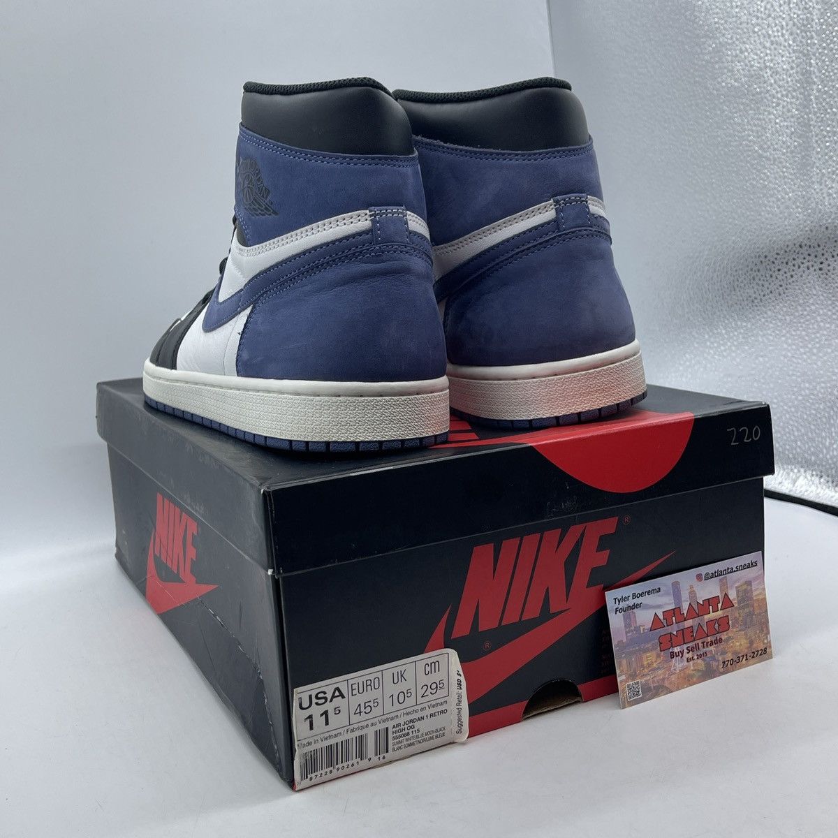 Jordan Brand Air Jordan 1 high beat hand in the game blue moon Size US 11.5 / EU 44-45 - 4 Thumbnail