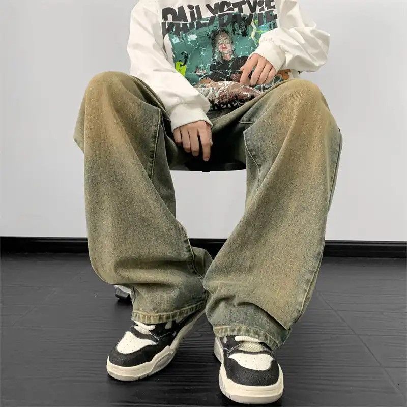 Japanese Brand Straight Denim Pants Harajuku Size US 33 - 1 Thumbnail