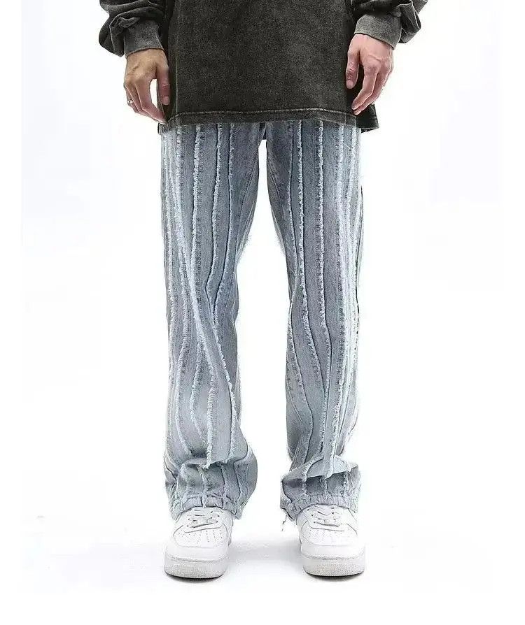 Japanese Brand Striped Baggy Flared Wide Leg Jeans y2k retro Size US 32 / EU 48 - 5 Thumbnail
