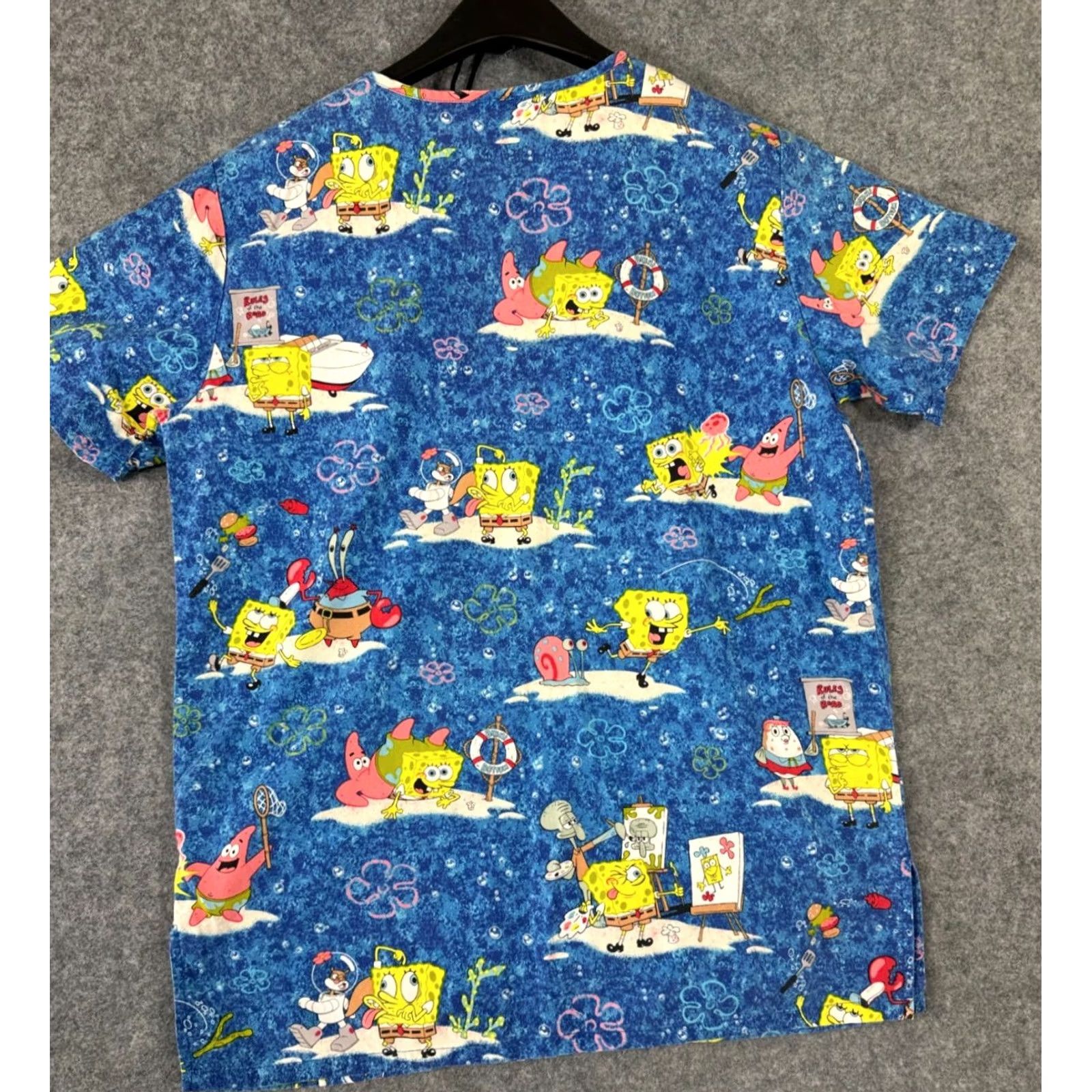 Nickelodeon VINTAGE Nickelodeon SpongeBob SquarePants Scrub Top Shirt Womens XS Blue V-Neck Pockets Size XS / US 0-2 / IT 36-38 - 7 Thumbnail