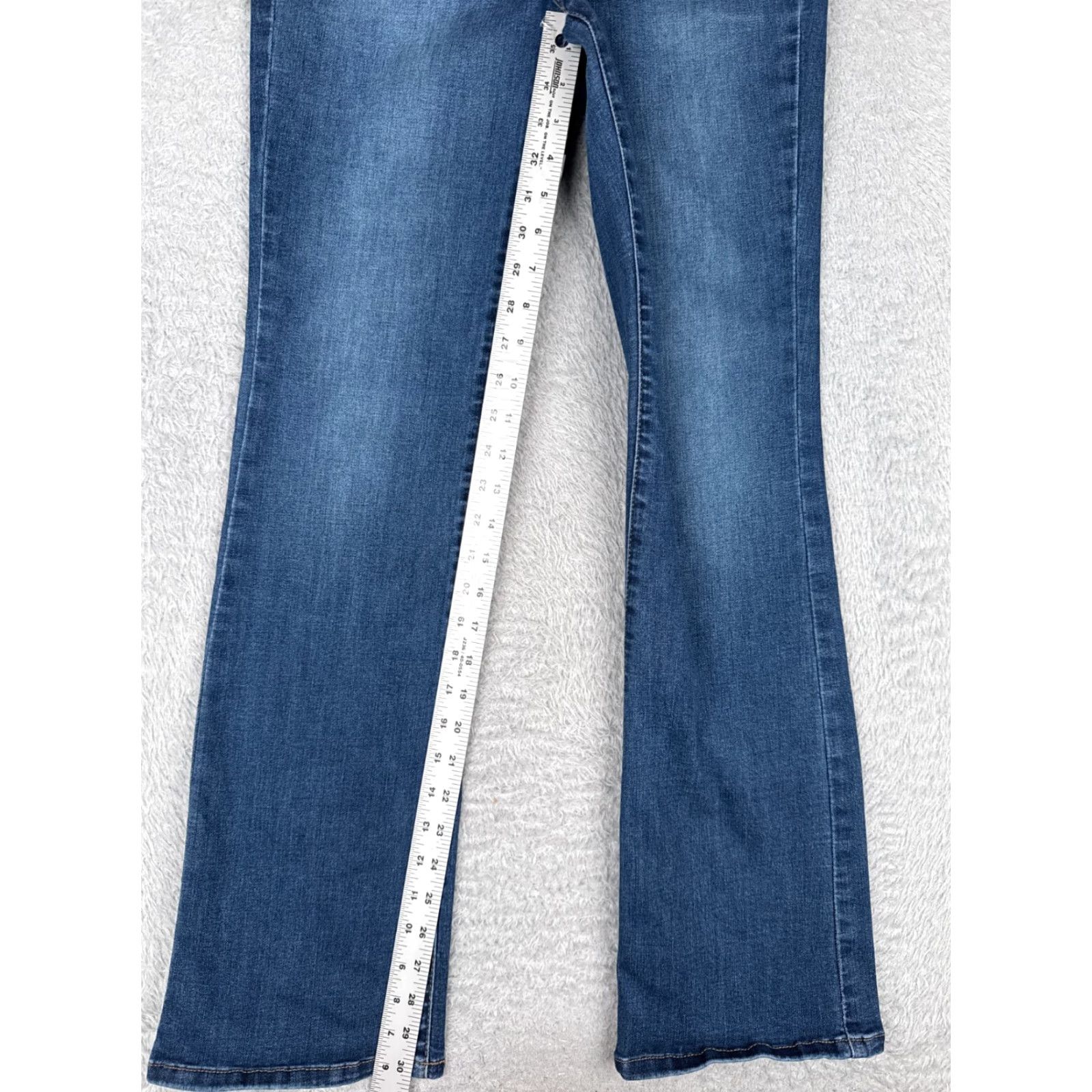Vintage Maurices Jeans Womens 28x30 Blue Denim Mid Rise 28 30 5-Pocket Distressed Flared Bootcut Cotton Blend USA Size 34" / US 12 / IT 48 - 7 Thumbnail