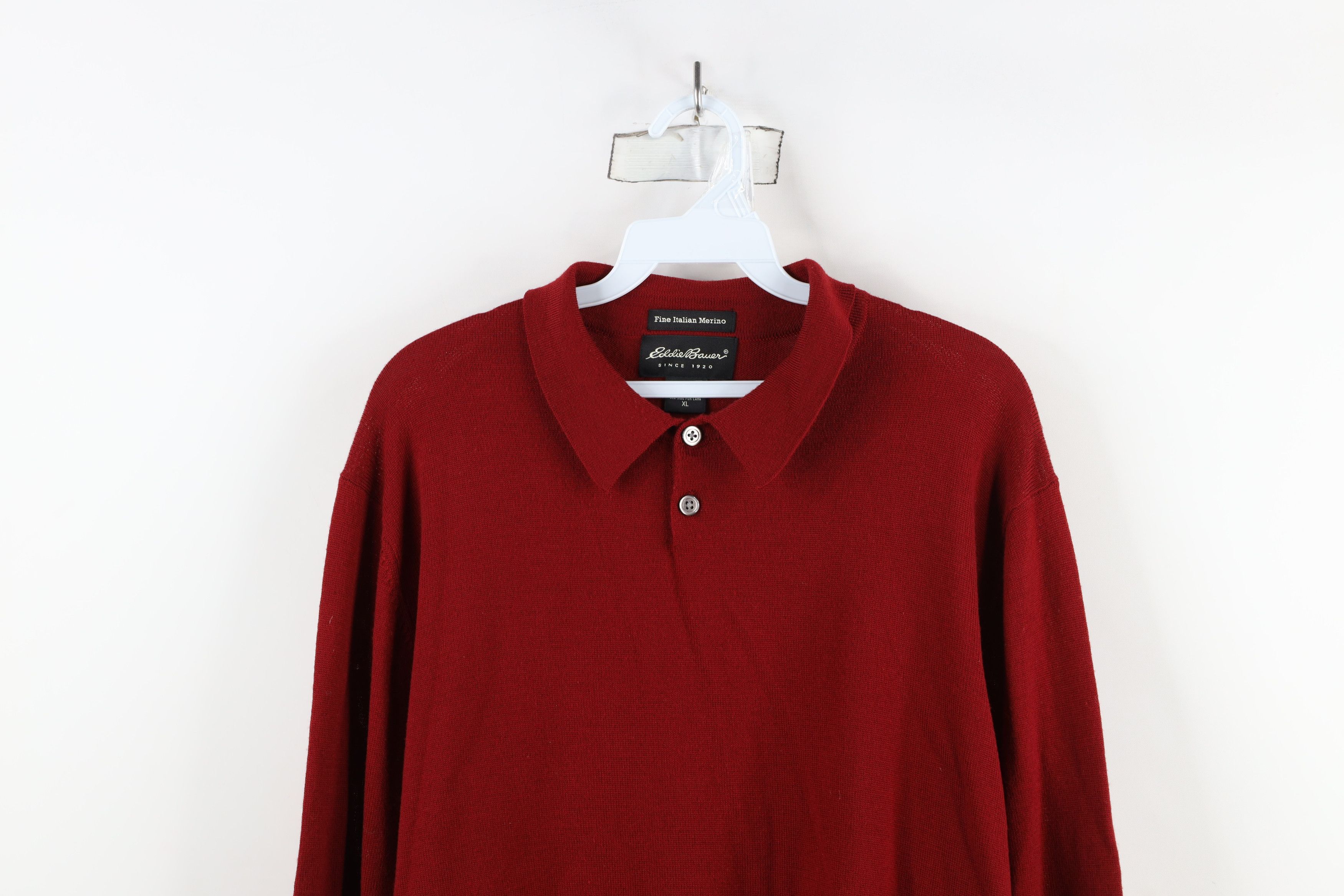 Eddie Bauer × Vintage Vintage 90s Eddie Bauer Knit Collared Pullover Sweater Red Size US XL / EU 56 / 4 - 2 Thumbnail