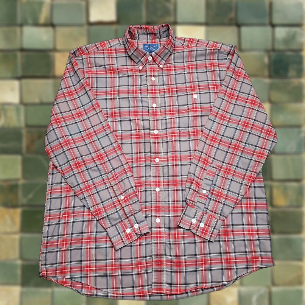 Vintage VINTAGE TownCraft Shirt Men L Gray Red Plaid Button Down Long Sleeve Casual Size US L / EU 52-54 / 3 - 1 Thumbnail