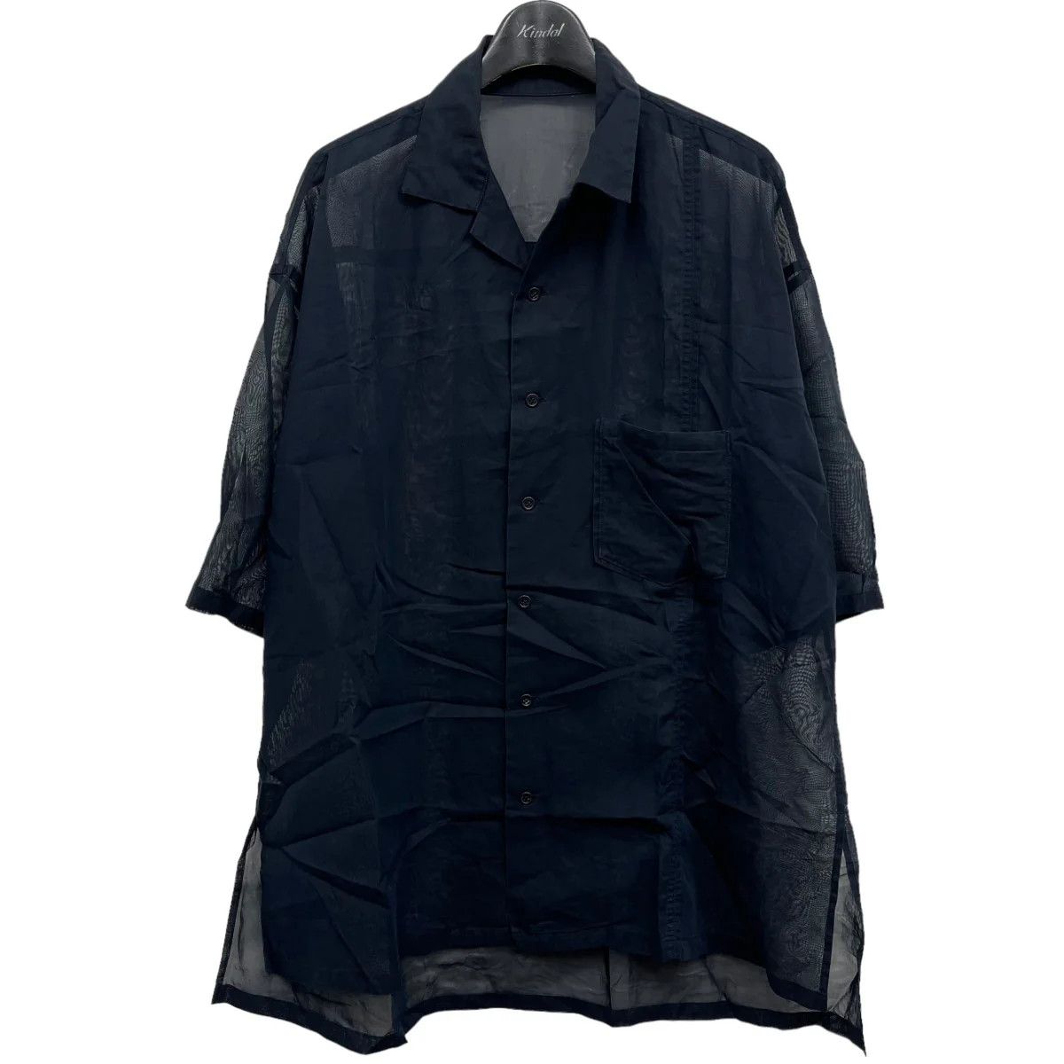 image of B Yohji Yamamoto Sheer Short Sleeve Shirt in Black, Men's (Size Small)