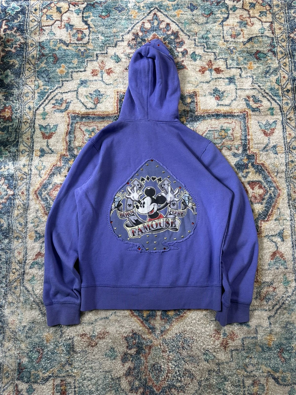 Disney × Vintage Vintage Disney Mickey Mouse Y2K Bedazzled Zip-up Hoodie Size M / US 6-8 / IT 42-44 - 2 Thumbnail