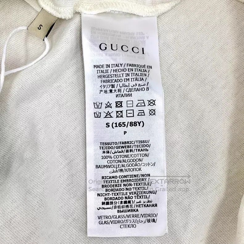 Gucci Gucci Beige cotton rhinestone logo letter round-neck short Size US S / EU 44-46 / 1 - 7 Thumbnail