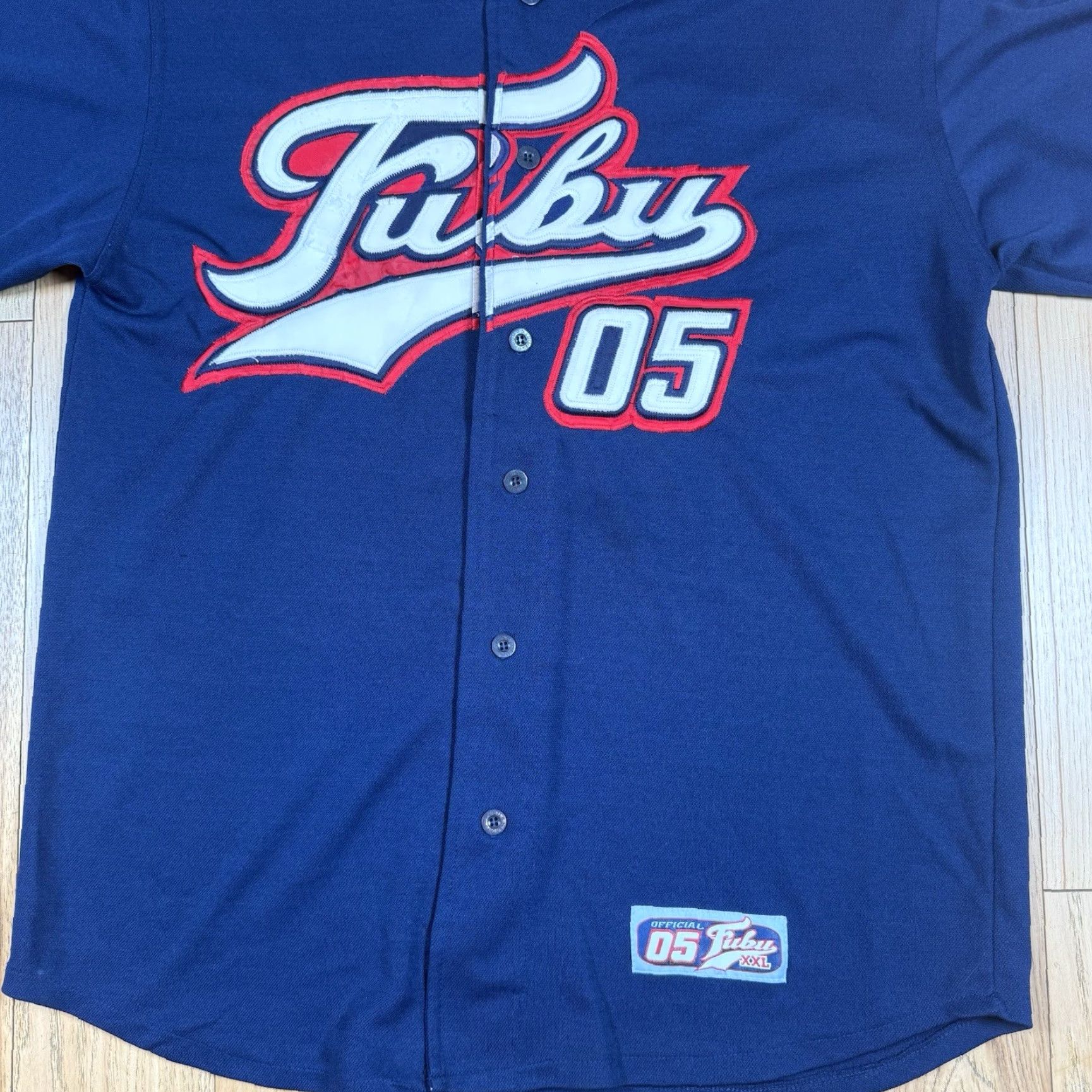 Fubu VINTAGE FUBU Baseball Jersey Men L Blue Button Sports 05 Y2K Size US L / EU 52-54 / 3 - 3 Thumbnail