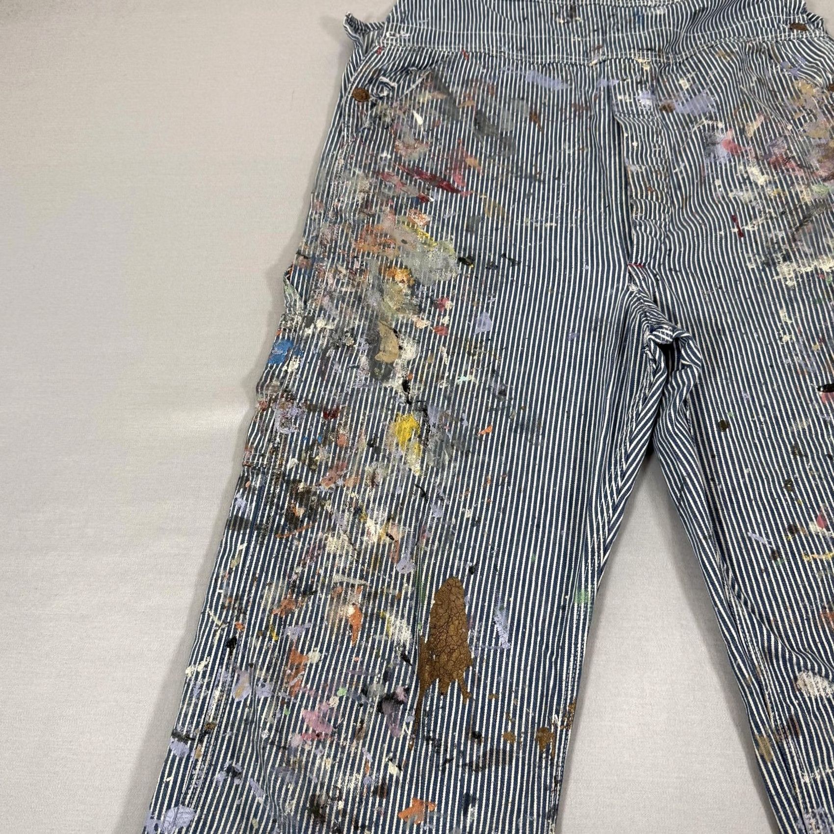 Vintage VINTAGE Big Mac Overalls Mens 34 Blue 34x32 Hickory Stripe Paint Painters 70s USA Size US 34 / EU 50 - 6 Thumbnail