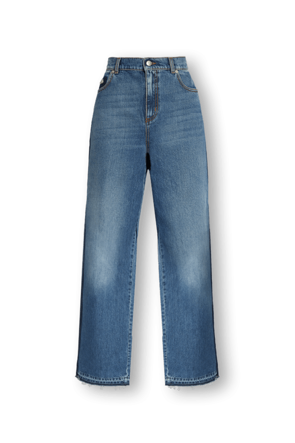 Alexander McQueen o1s22i1n1024 Contrasting Wide Leg Jeans in Blue Size 27" / US 4 / IT 40 - 1 Thumbnail
