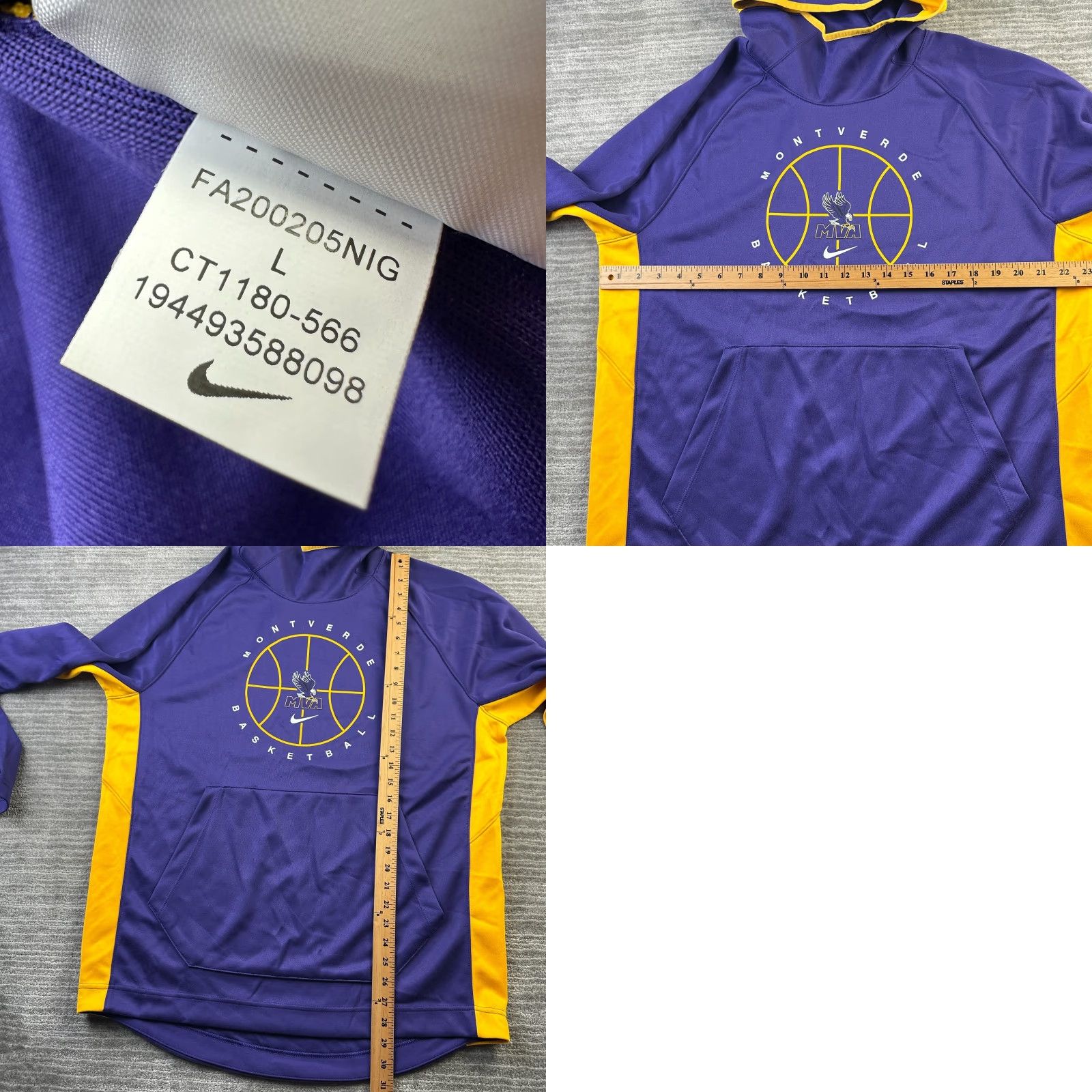 Nike Nike Hoodie Mens Large Purple Montverde EYBL Spotlight Warmup Size US M / EU 48-50 / 2 - 8 Thumbnail