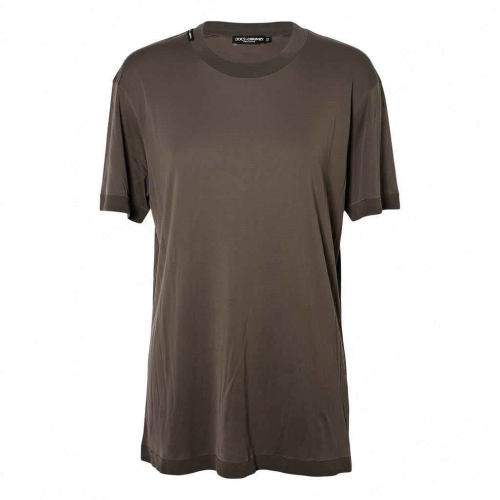 Dolce & Gabbana DG Silk Jersey Crew T-shirt Coffee Brown IT 50 Short Sleeve Size US M / EU 48-50 / 2 - 1 Thumbnail