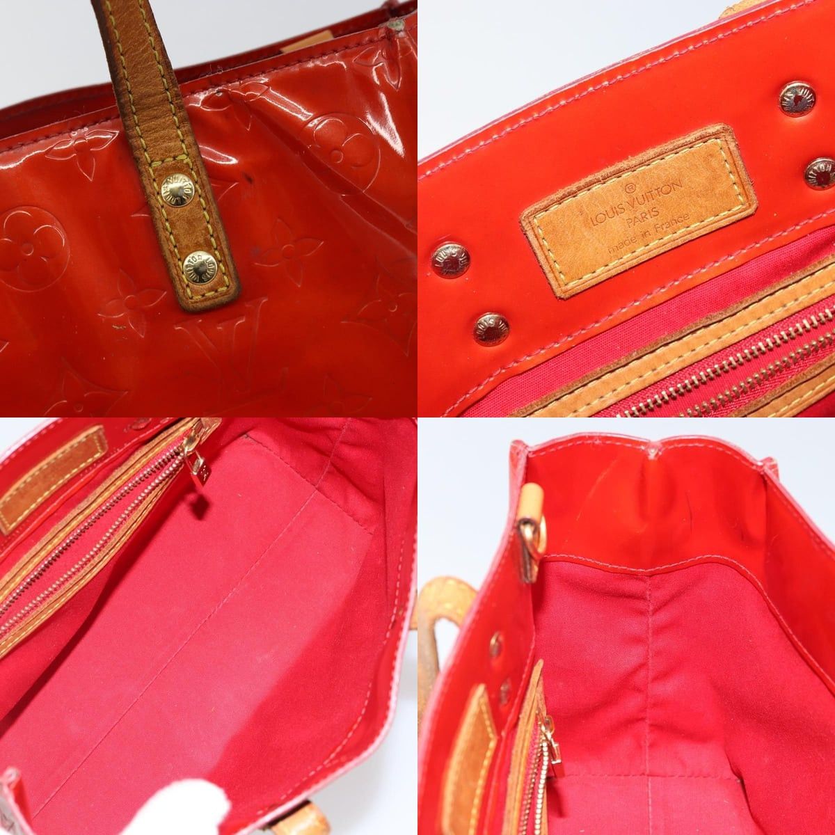 Louis Vuitton LOUIS VUITTON Monogram Vernis Reade PM Hand Bag Red Rouge Size ONE SIZE - 11 Thumbnail