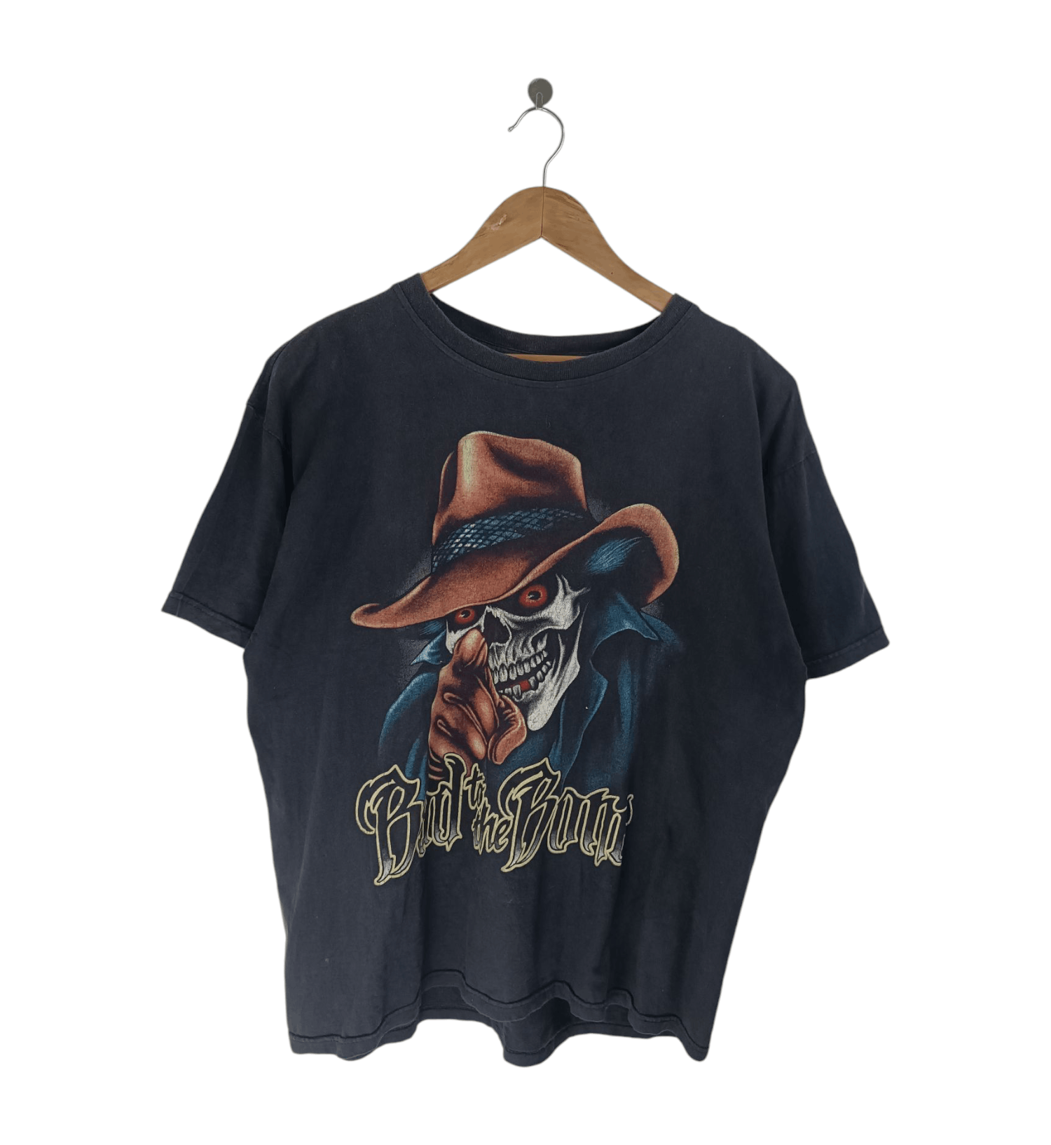 Vintage VINTAGE Y2K BAD TO THE BONE SKULL HORROR FADED ADULT TEE Size US XL / EU 56 / 4 - 1 Thumbnail