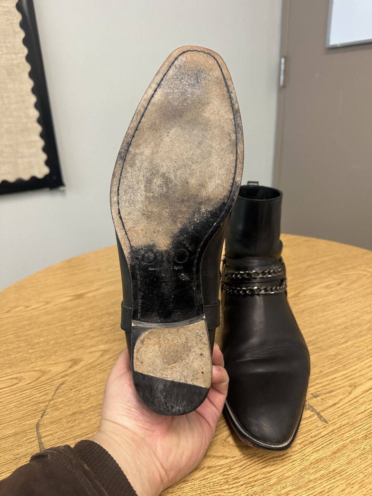 Oro Los Angeles Black Boots with harness/chains (Oro Los Angeles) Size US 14 / EU 47 - 4 Thumbnail
