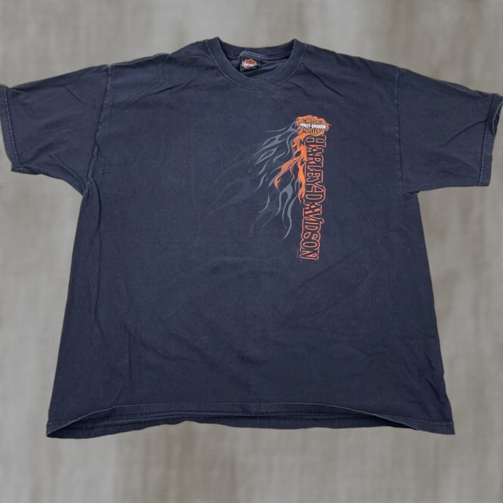 Harley Davidson VINTAGE Harley-Davidson Shirt Men 2XL Black Fire Flames Skull Graphic Print Crew Neck Short Sleeve 80s Biker Mens Shirts Size US XXL / EU 58 / 5 - 1 Thumbnail