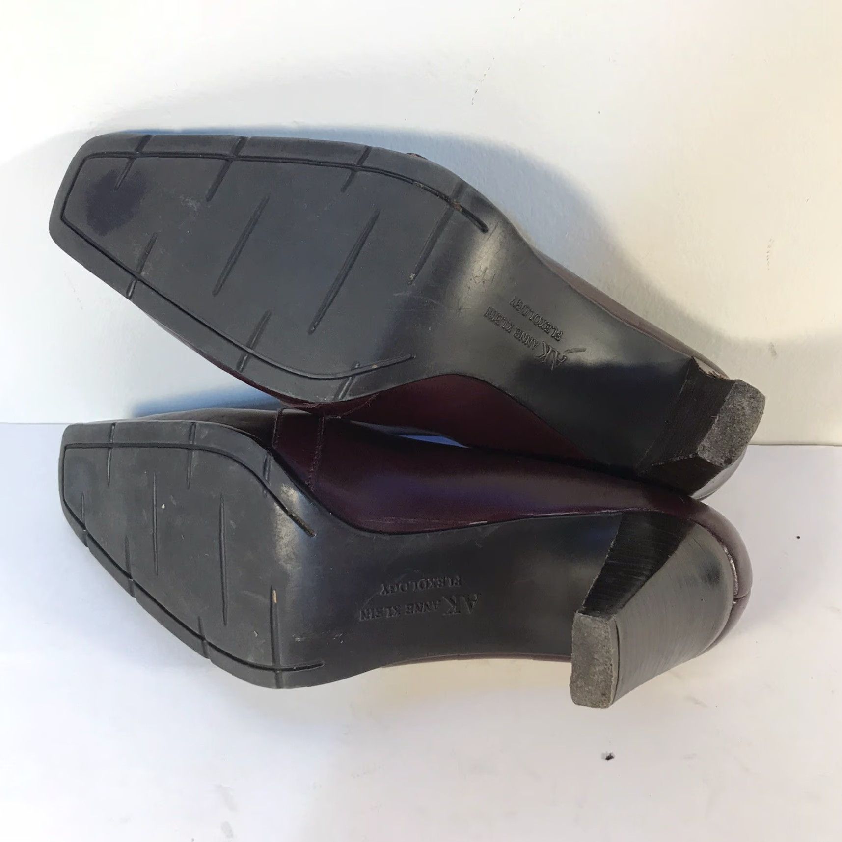 Anne Klein Anne Klein Flexology Burgundy Leather Heels - 3in Block Pump, Womens Size 7M, Square Toe, Comfort, Modern Size US 7 / IT 37 - 7 Thumbnail