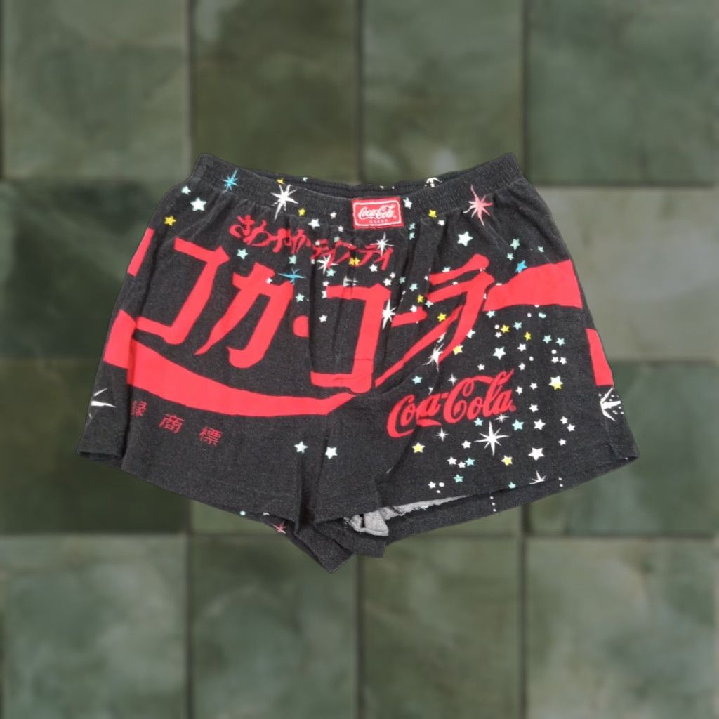 Vintage Coca-Cola Sleep Shorts Women's XL Black Elastic Waist Logo Size 40" / US 18 - 1 Thumbnail