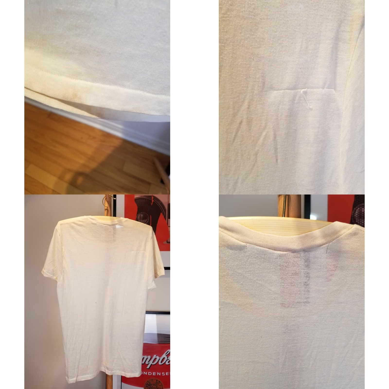 Vintage VINTAGE Unbranded WHITE Burn Out WIP SUPER PAPER THIN FADED T-SHIRT SZ M Shirt Mens Size US M / EU 48-50 / 2 - 8 Thumbnail