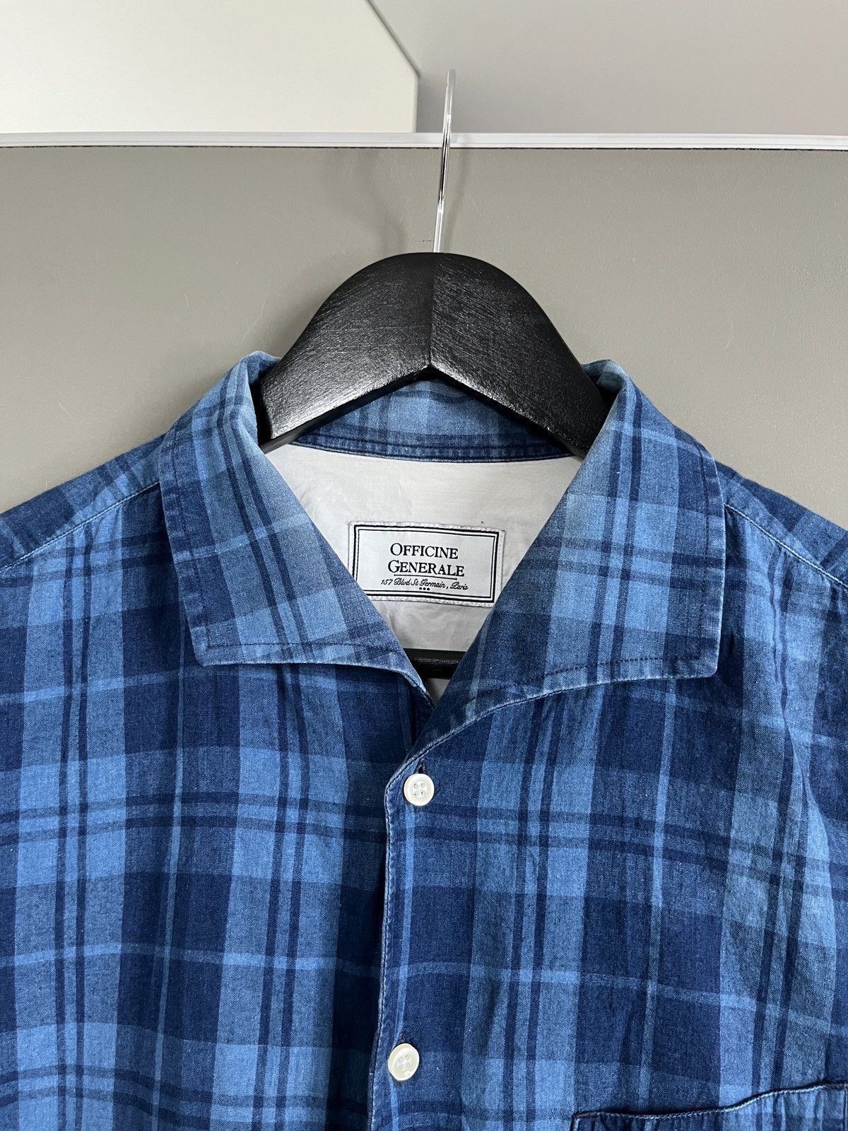Officine Generale Officine Generale Blue Check Shirt Size US L / EU 52-54 / 3 - 3 Thumbnail