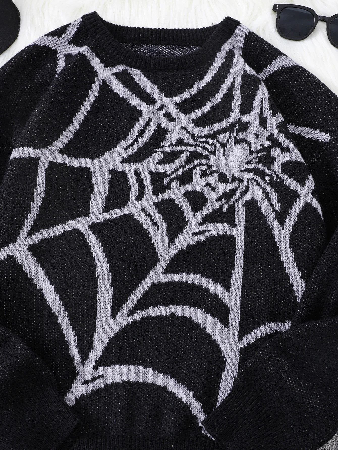 Vintage Spider Web Jacquard Pattern Pullover Sweater Size US L / EU 52-54 / 3 - 4 Thumbnail