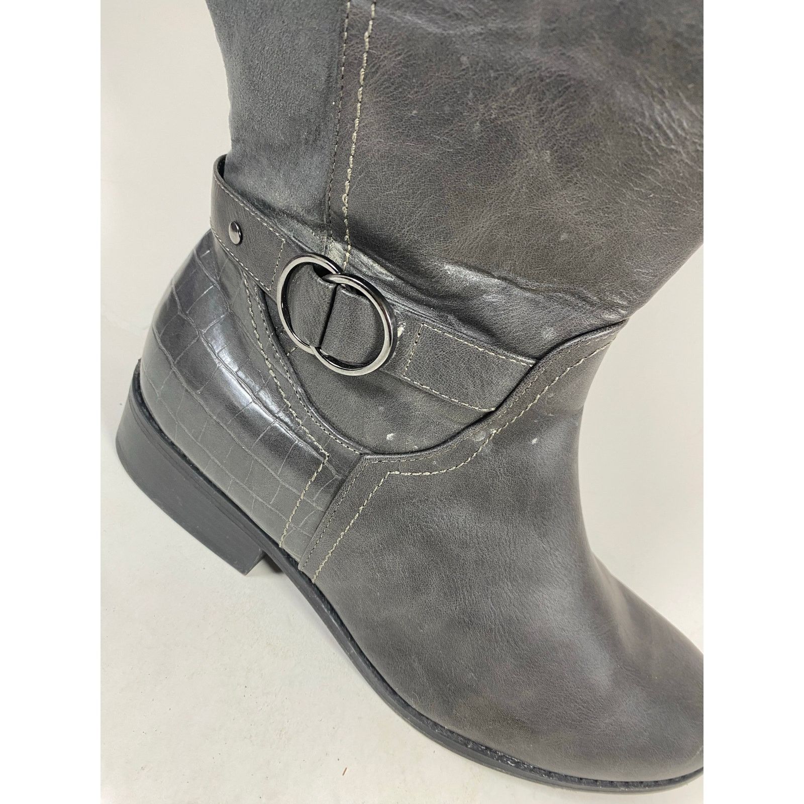 Other Karen Scott Women Gray Buckle Accent Leandraa Riding Boot9.5 Size US 9.5 / IT 39.5 - 10 Thumbnail
