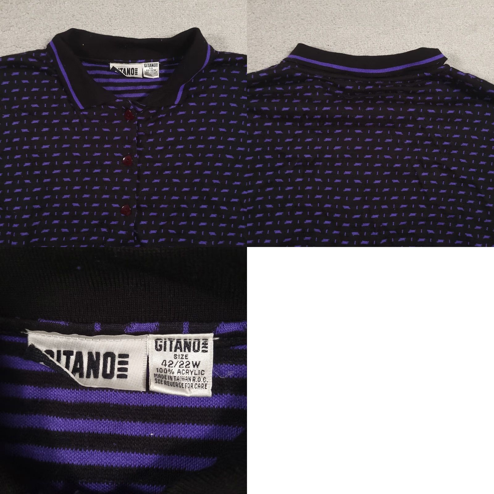 Vintage VINTAGE Gitano Sweater Womens 22W 42 Blue Black Knit Stripe Dot Dash Polo Sweater Size 3XL / US 20-22 - 8 Thumbnail