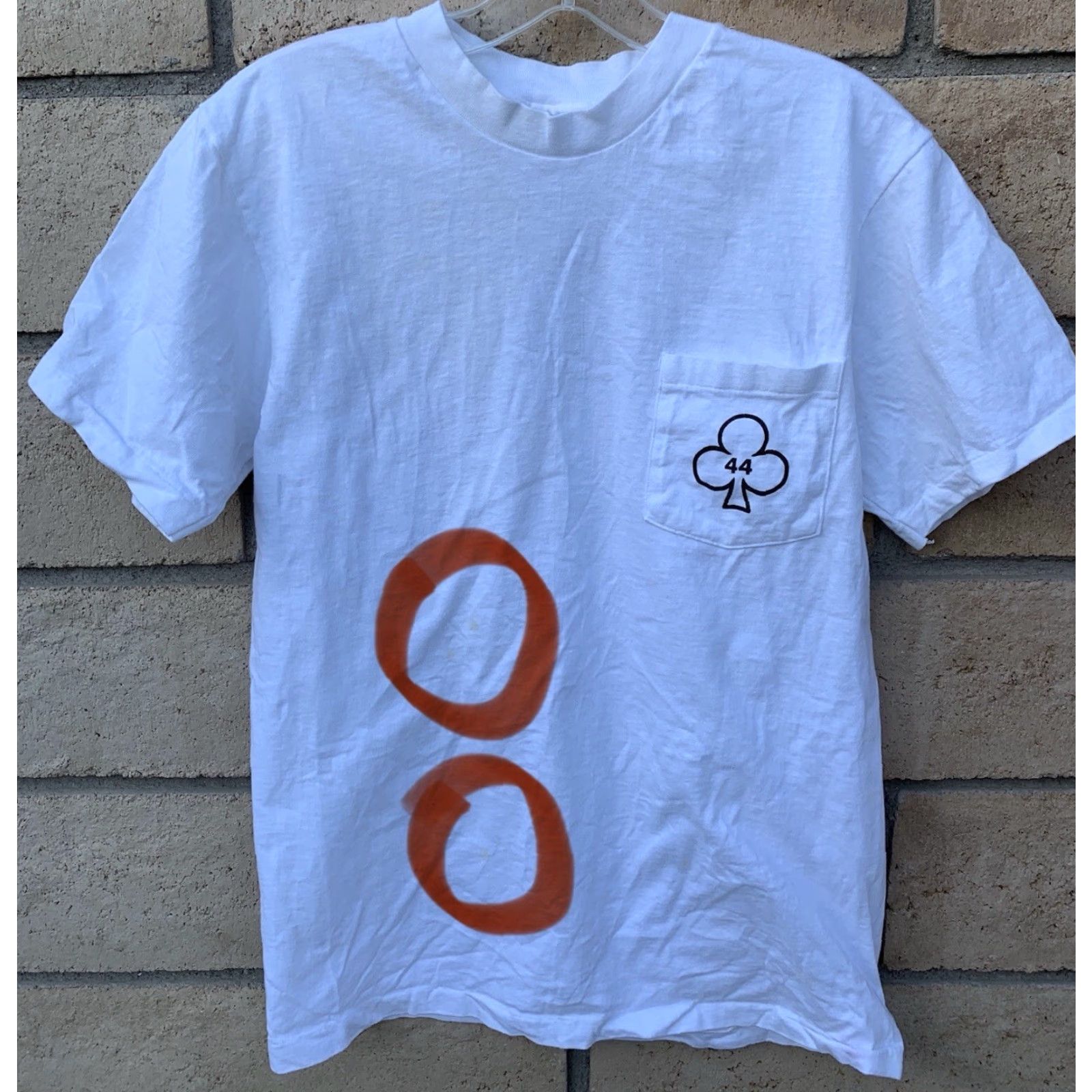 Hanes VINTAGE Hanes Beefy-T 44 Ace of Clubs Pocket T Shirt Mens M White Cotton Single Stitch Graphic Print 1980s Size US M / EU 48-50 / 2 - 5 Thumbnail