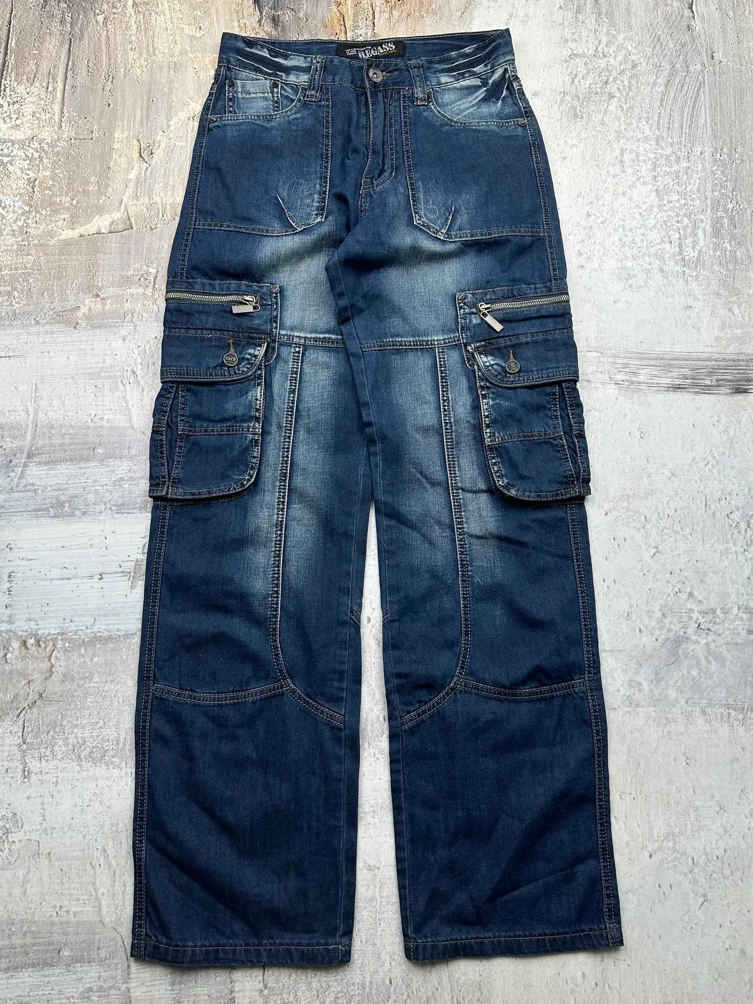 image of Avant Garde Vintage Cargo Wide Jeans in Blue, Men's (Size 30)