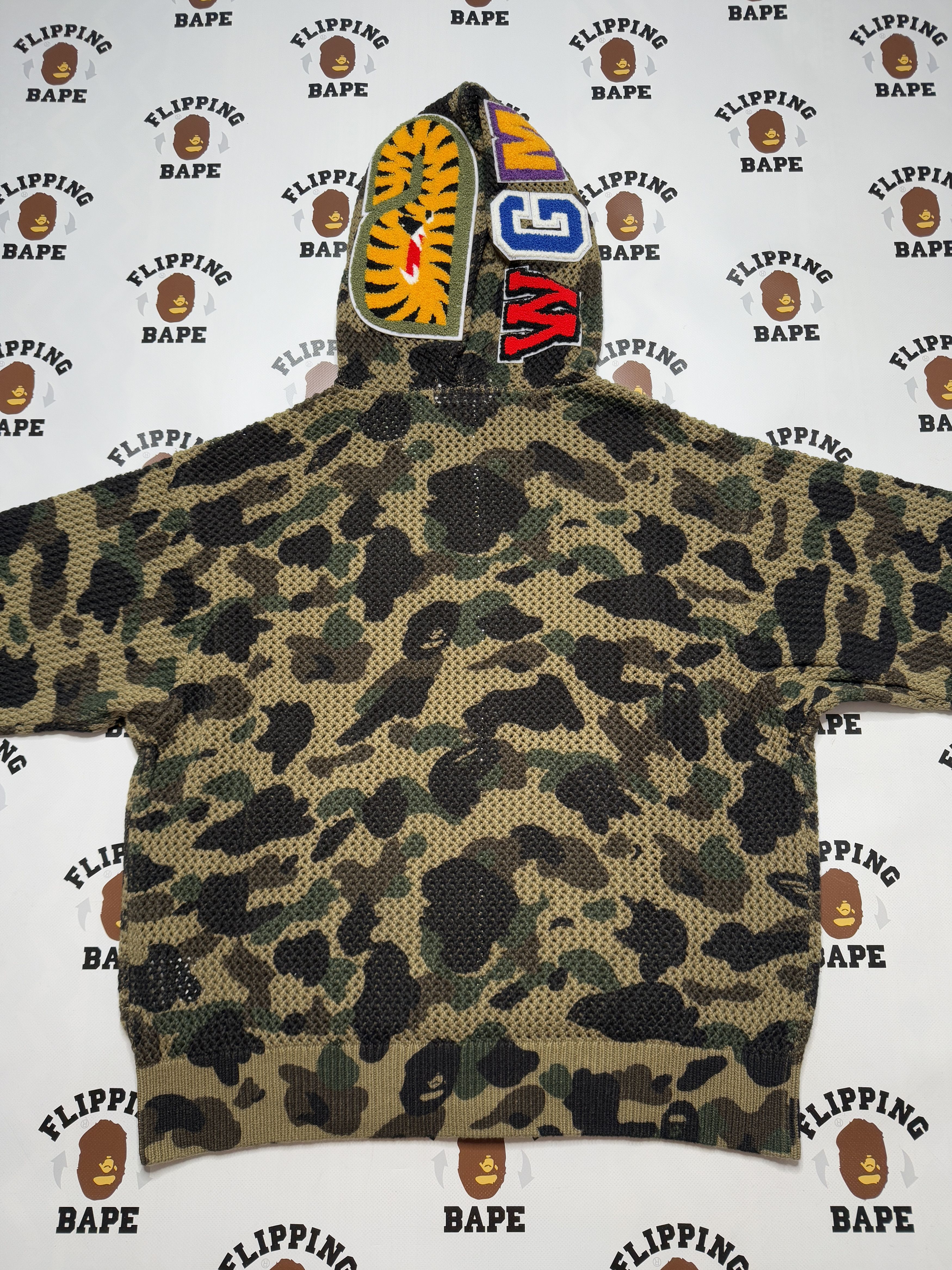Bape 1ST CAMO CROCHET SHARK FULL ZIP HOODIE Size US L / EU 52-54 / 3 - 9 Thumbnail