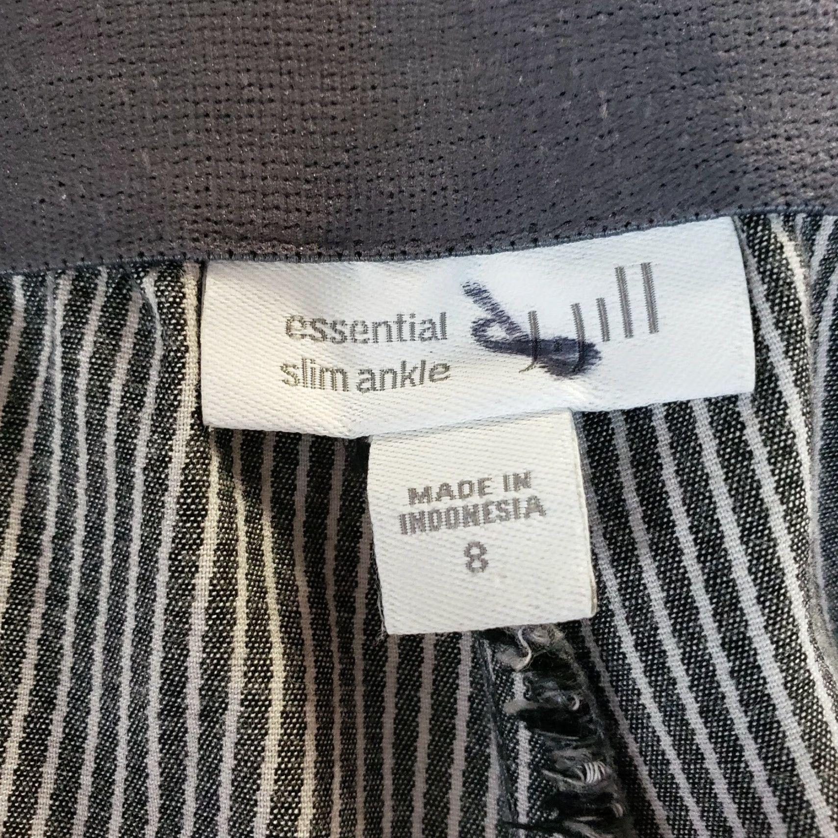 J. Jill J Jill Womens Essential Slim Ankle Pants Sz 8 Gray White Striped Elastic Waist Pants Girls? Size 30" / US 8 / IT 44 - 6 Thumbnail