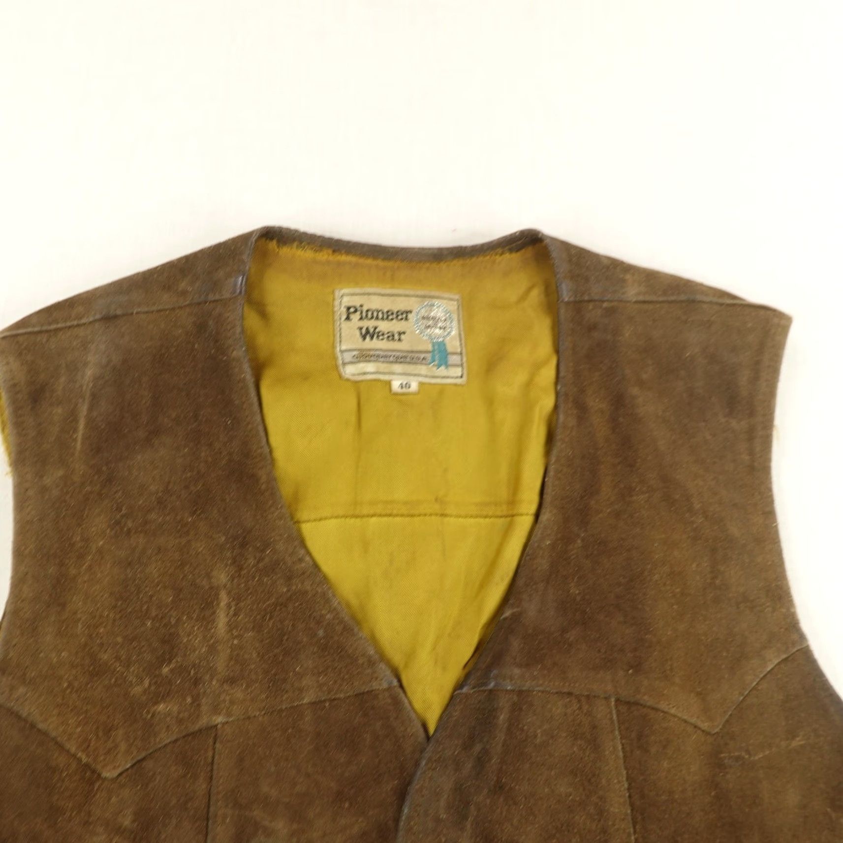 Vintage Vintage Pioneer Wear Vest Mens 40 Brown Suede Western Cowboy Leather Waistcoat ^ Size US XXS / EU 40 - 2 Thumbnail