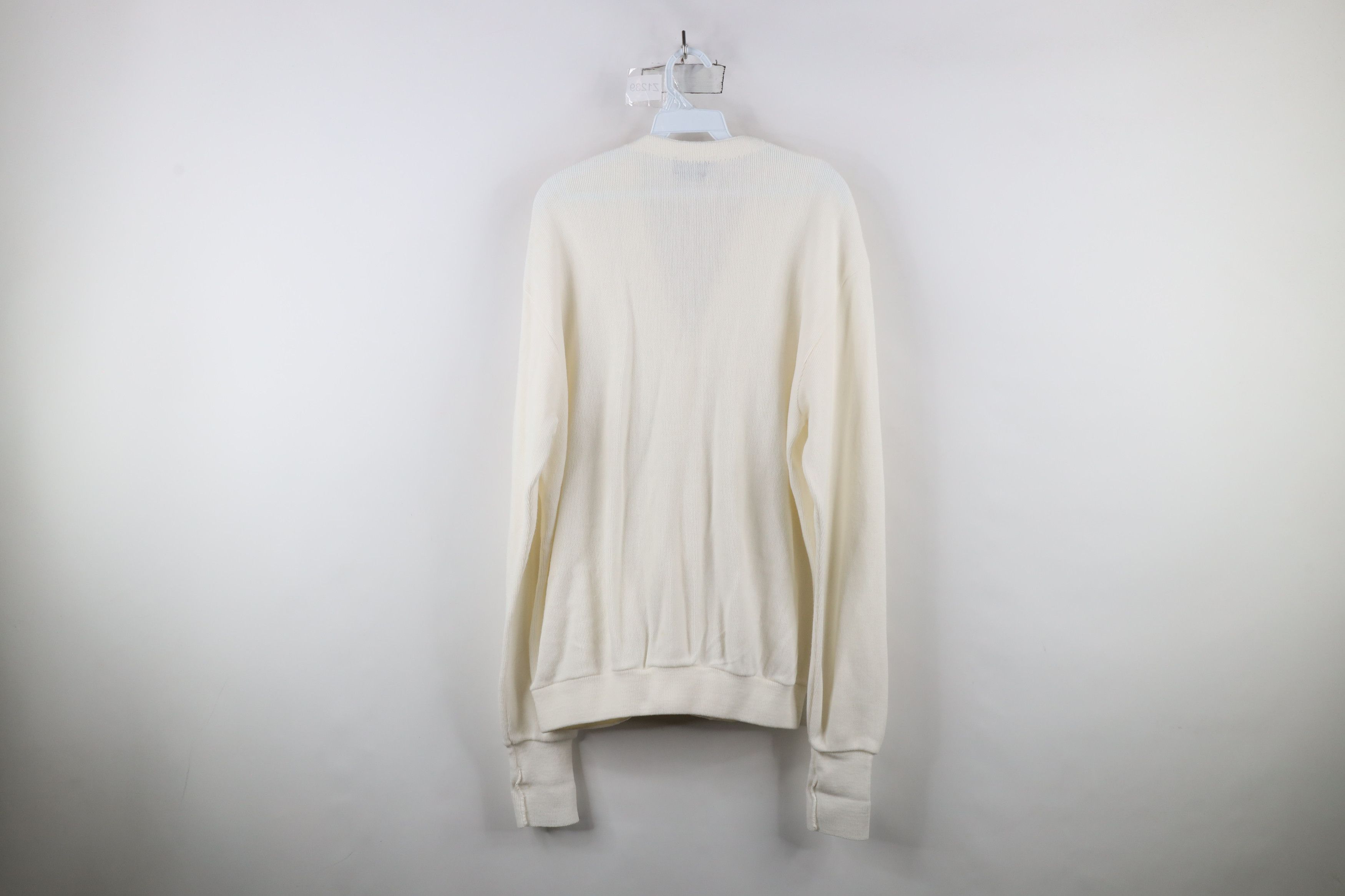 Vintage Vintage 70s Streetwear Blank Knit Cardigan Sweater White USA Size US XL / EU 56 / 4 - 11 Thumbnail
