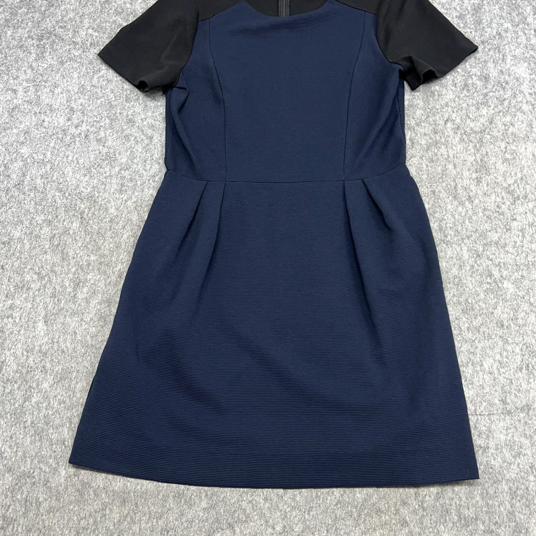 Madewell Madewell Dress Womens 10 Navy Colorblock Fit & Flare Pockets Crew Neck Short Sleeve Office Workwear Size L / US 10 / IT 46 - 5 Thumbnail