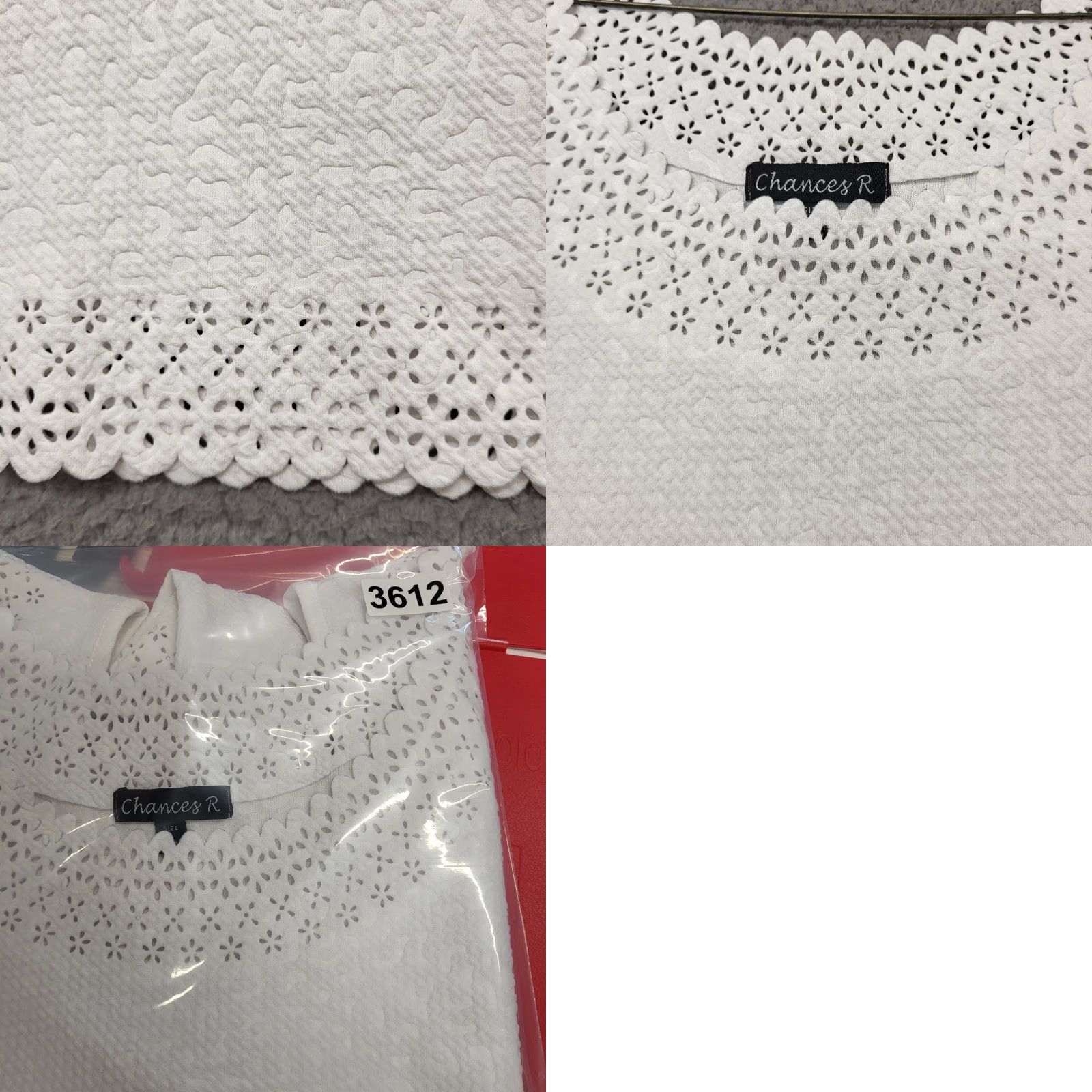 Vintage Chances R Tank Top Womens L White Sleeveless Cutouts Embossed Stretchy Floral Size L / US 10 / IT 46 - 8 Thumbnail