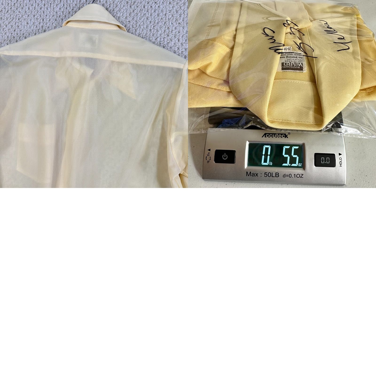 Vintage VINTAGE Montgomery Ward Shirt Men 15-33 Yellow Disco Sheer Lightweight Dagger Collar Button-Front Long Sleeve 1970s Mod Hippie Disco Clubwear Mens Size US M / EU 48-50 / 2 - 9 Thumbnail