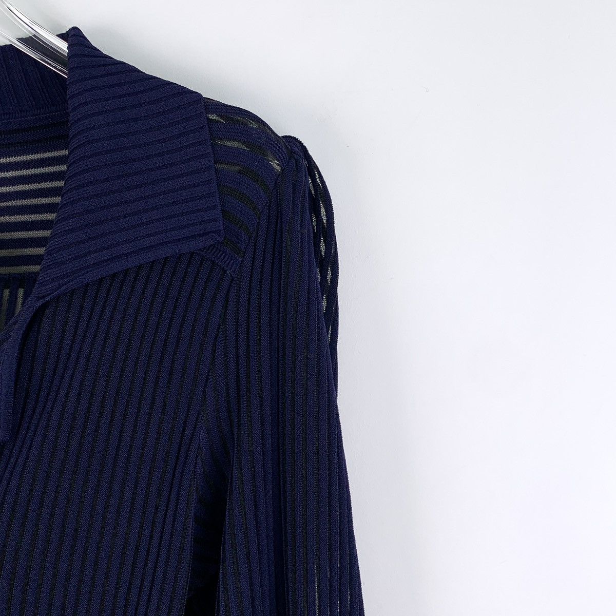 Fendi Fendi Navy Lapel Long Sleeve Knit Dress K26WX Size S / US 4 / IT 40 - 3 Thumbnail