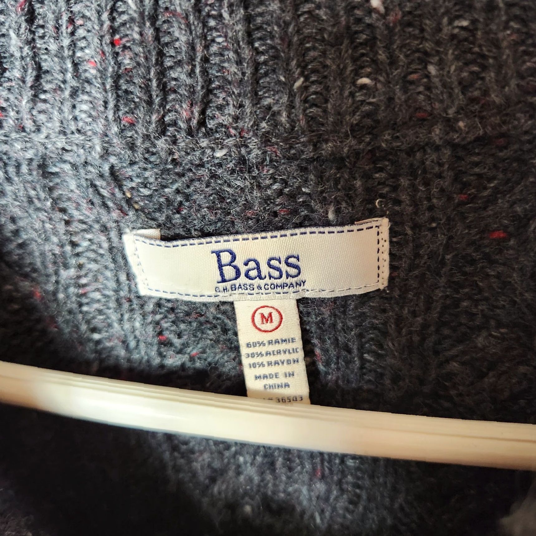 Vintage VINTAGE Bass Cardigan |M| Navy Flecked Cable Knit Buttonfront Raglan Sleeve Women's Sweater Size M / US 6-8 / IT 42-44 - 3 Thumbnail