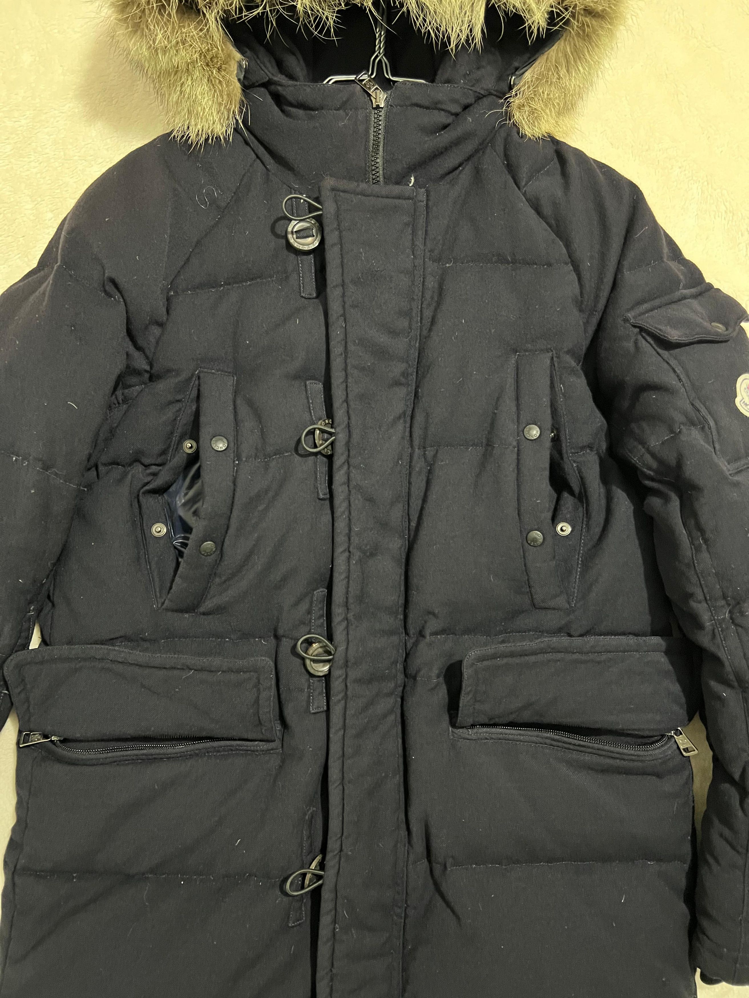 Moncler Moncler Long Wool Parka Navy Size US XL / EU 56 / 4 - 4 Thumbnail