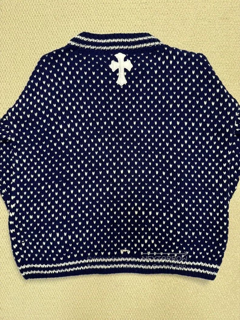 Chrome Hearts CHROME HEARTS Size os White and blue knitted sweater with c Size US S / EU 44-46 / 1 - 3 Thumbnail