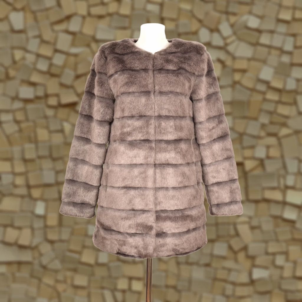 Diane von Furstenberg DDIANE VON FURSTENBERG Faux Fur Coat Jacket D520704CTK Size S Gray Womens Coat Size S / US 4 / IT 40 - 1 Thumbnail