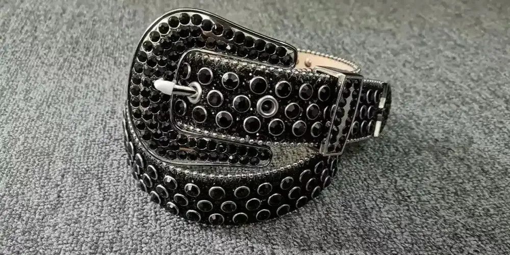 Japanese Brand Black Rhinestone Vintage Belt Size ONE SIZE - 1 Thumbnail