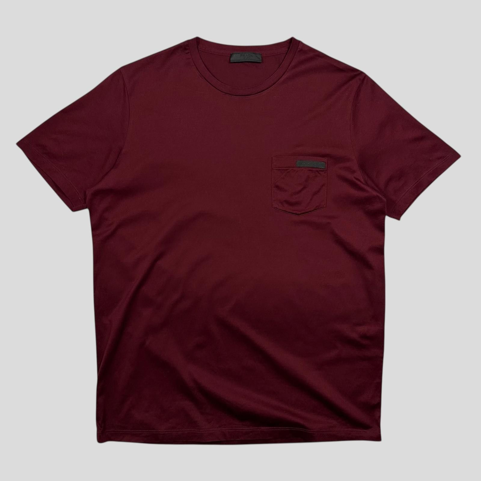 Prada Prada 2018 Burgundy Soft Cotton Pocket Logo T-shirt - M Size US M / EU 48-50 / 2 - 1 Thumbnail