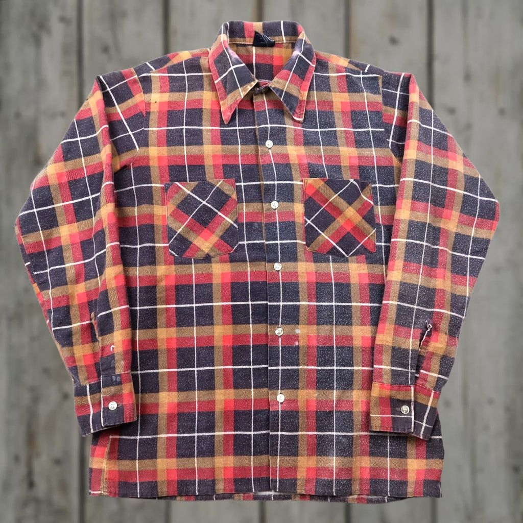 Vintage VINTAGE 70s Mr Leggs Mens Plaid Flannel Button Up Shirt Blue Red M Size US M / EU 48-50 / 2 - 1 Thumbnail