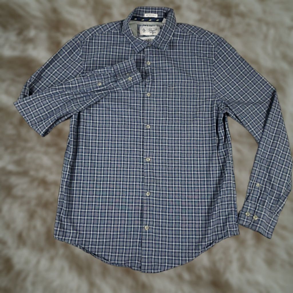 Original Penguin Original Penguin Shirt Mens Medium Blue Plaid Long Sleeve Button-Up Casual Size US M / EU 48-50 / 2 - 1 Thumbnail