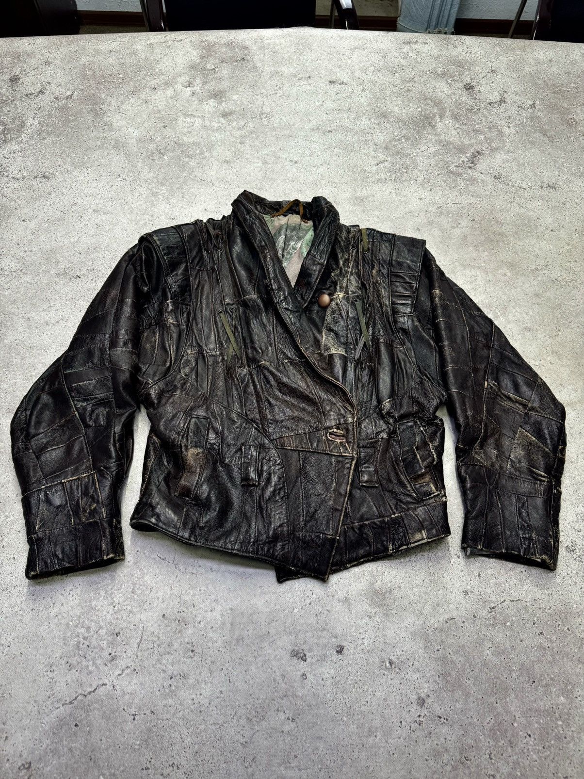 Junya Watanabe Vintage 90s Reworked Faded Leather Jacket Size US S / EU 44-46 / 1 - 4 Thumbnail
