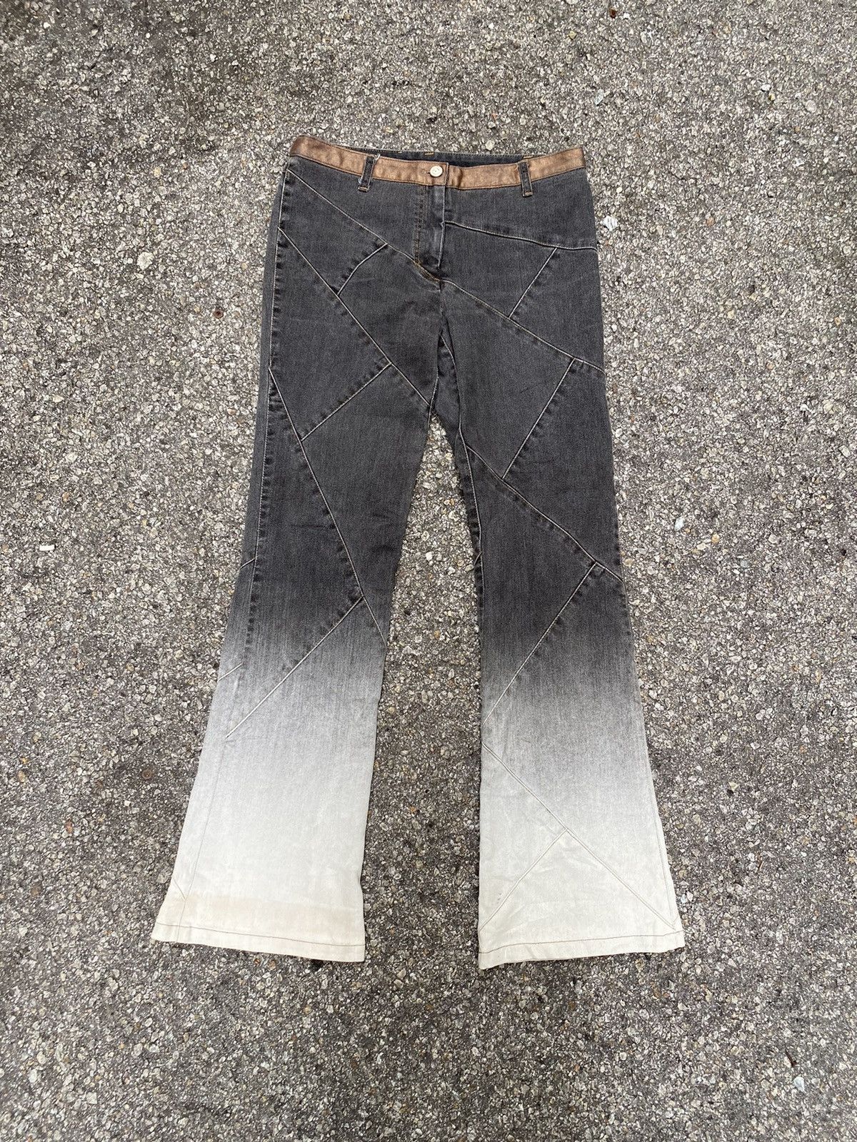 If Six Was Nine Flared Jeans Patchwork by Ecole de Paris Boot Cut Pants Size 28" / US 6 / IT 42 - 1 Thumbnail