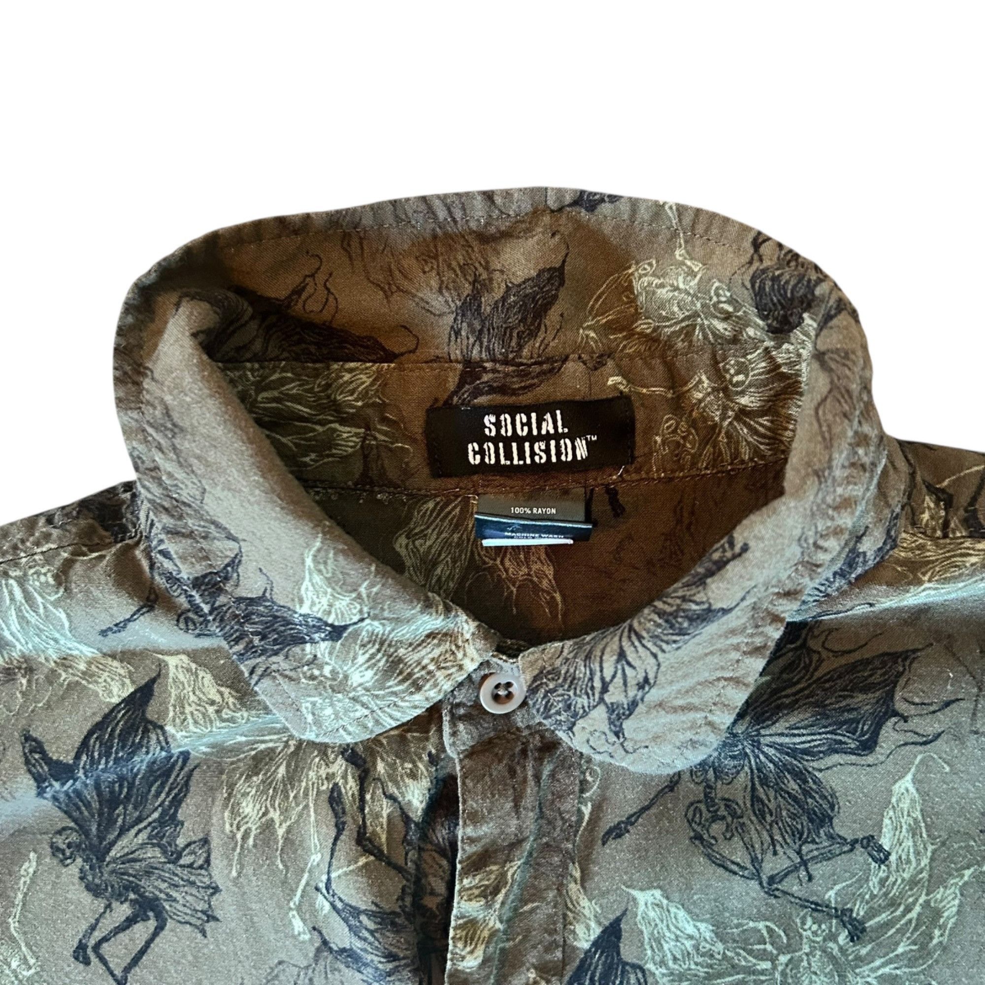Other Social Collision 100% Rayon Skeleton Print Button Up Shirt S Size S / US 4 / IT 40 - 3 Thumbnail