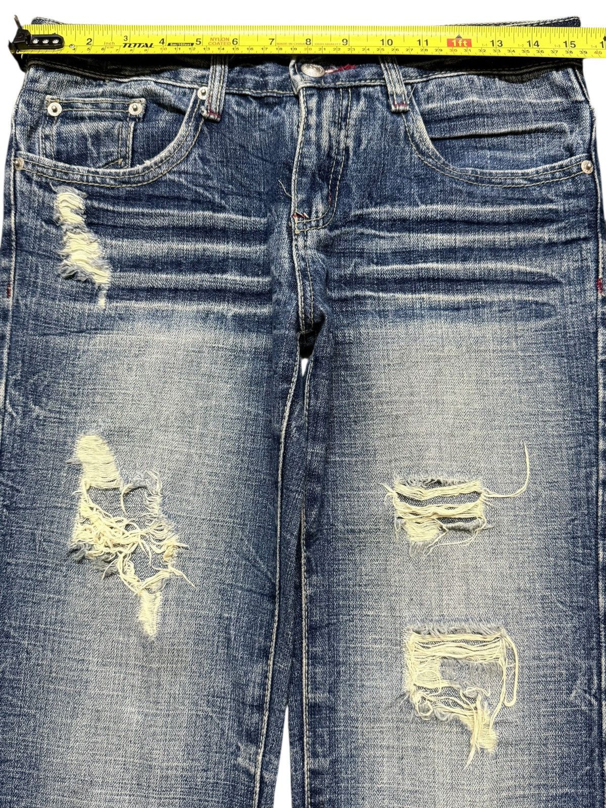 KMRii Vintage Japanese Brand Faded Thunder Wash Distress Loose Fit Size US 30 / EU 46 - 11 Thumbnail